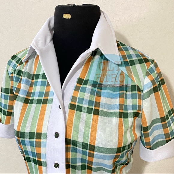 vtg Plaid Cafeteria Lady Smock Uniform - Picture 2 of 9